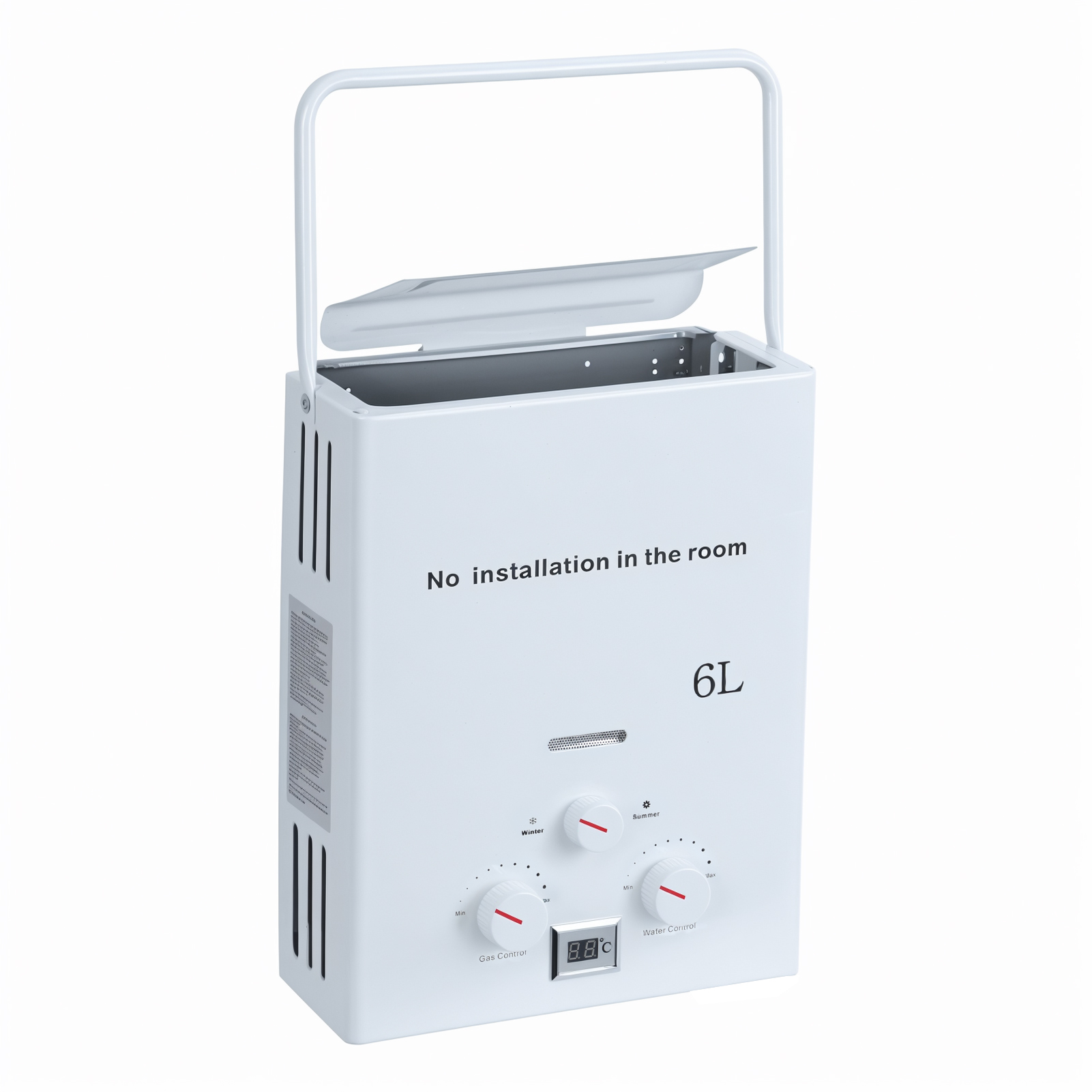 Fogcroll Tankless Water Heaters Portable Water Heaters Liquefying Gas Outdoor Digital Display Water Heaters for Camping, Rv, Boat, Cabins (6l)